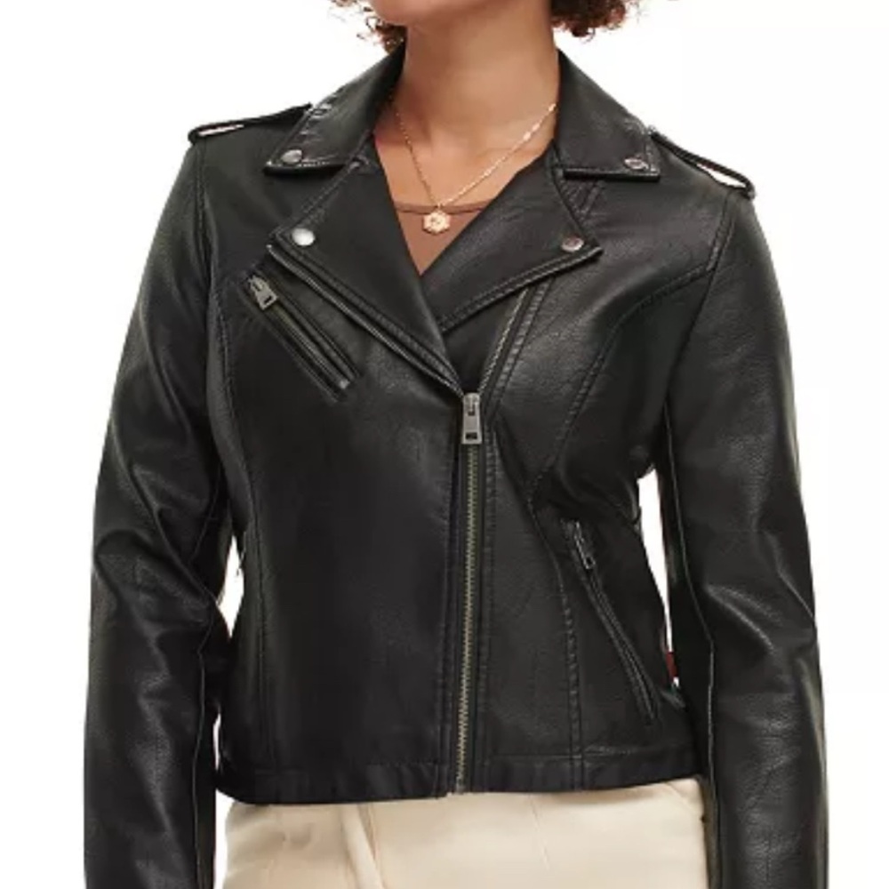 Levi's Black Faux Leather Bomber Jacket